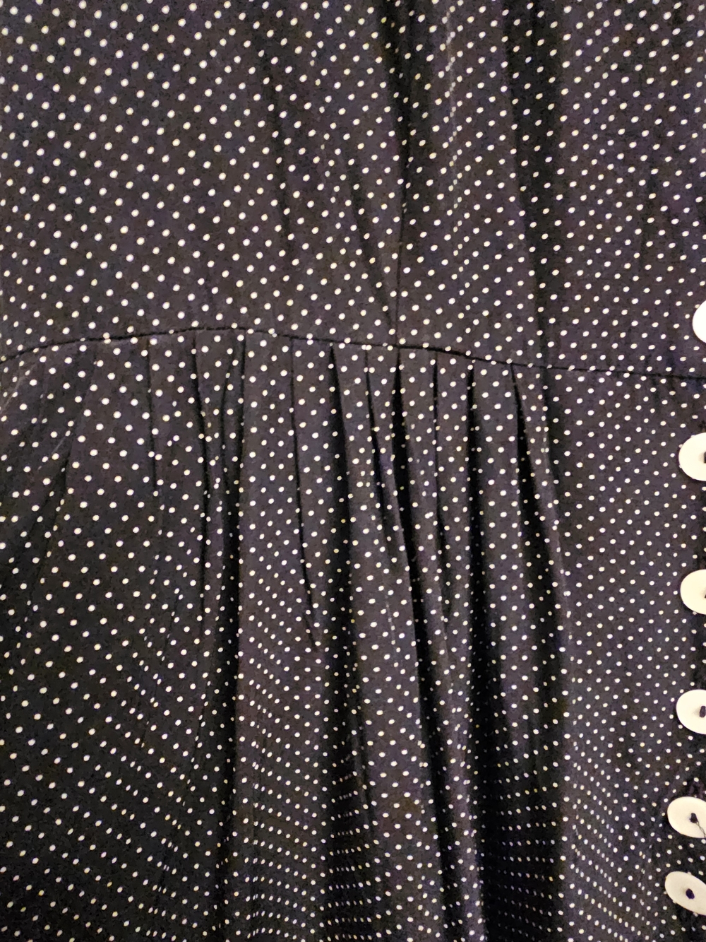 Vintage-Inspired Polka Dot Button-Front Dress with Lace Collar - Picture 7 of 11